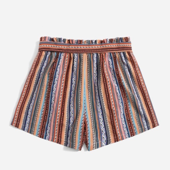 EUC 4X Shein Curve Belted Stripped Multicolored Shorts - Picture 2 of 7